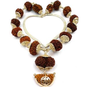Nepali Rudraksha kantha 1 to 14 Mukhi With Gaurishankar & Ganesh