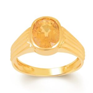 Yellow Sapphire Adjustable Ring in Ashtadhatu RKPUK12