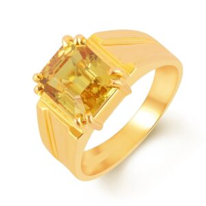 Yellow Sapphire Adjustable Ring in Ashtadhatu RKPUK14