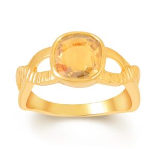 Yellow Sapphire Adjustable Ring in Ashtadhatu RKPUK15