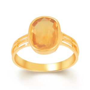 Yellow Sapphire Adjustable Ring in Ashtadhatu RKPUK27
