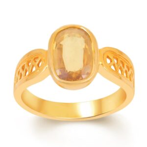 Yellow Sapphire Adjustable Ring in Ashtadhatu RKPUK29