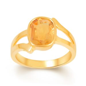 Yellow Sapphire Adjustable Ring in Ashtadhatu RKPUK03