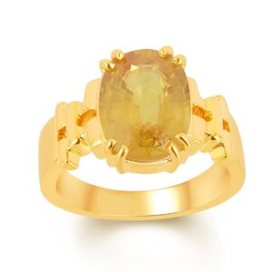 Yellow Sapphire Adjustable Ring in Ashtadhatu RKPUK06