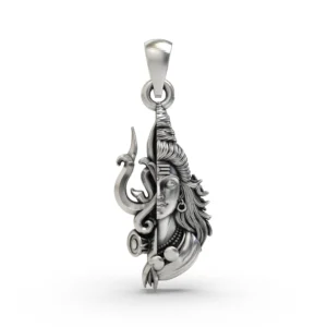 925 Silver Half Trishul Half Shiva Pendant | Lord Shiva Trishul Pendant for Men & Women | Mahadev Jewelry | Spiritual Pendant for Protection & Strength