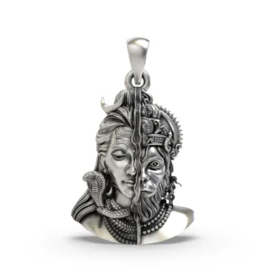 925 Silver Half Shiva Half Hanuman Face Pendant – Ardhanari Veer Devotional Jewelry | Powerful Handmade Spiritual Pendant