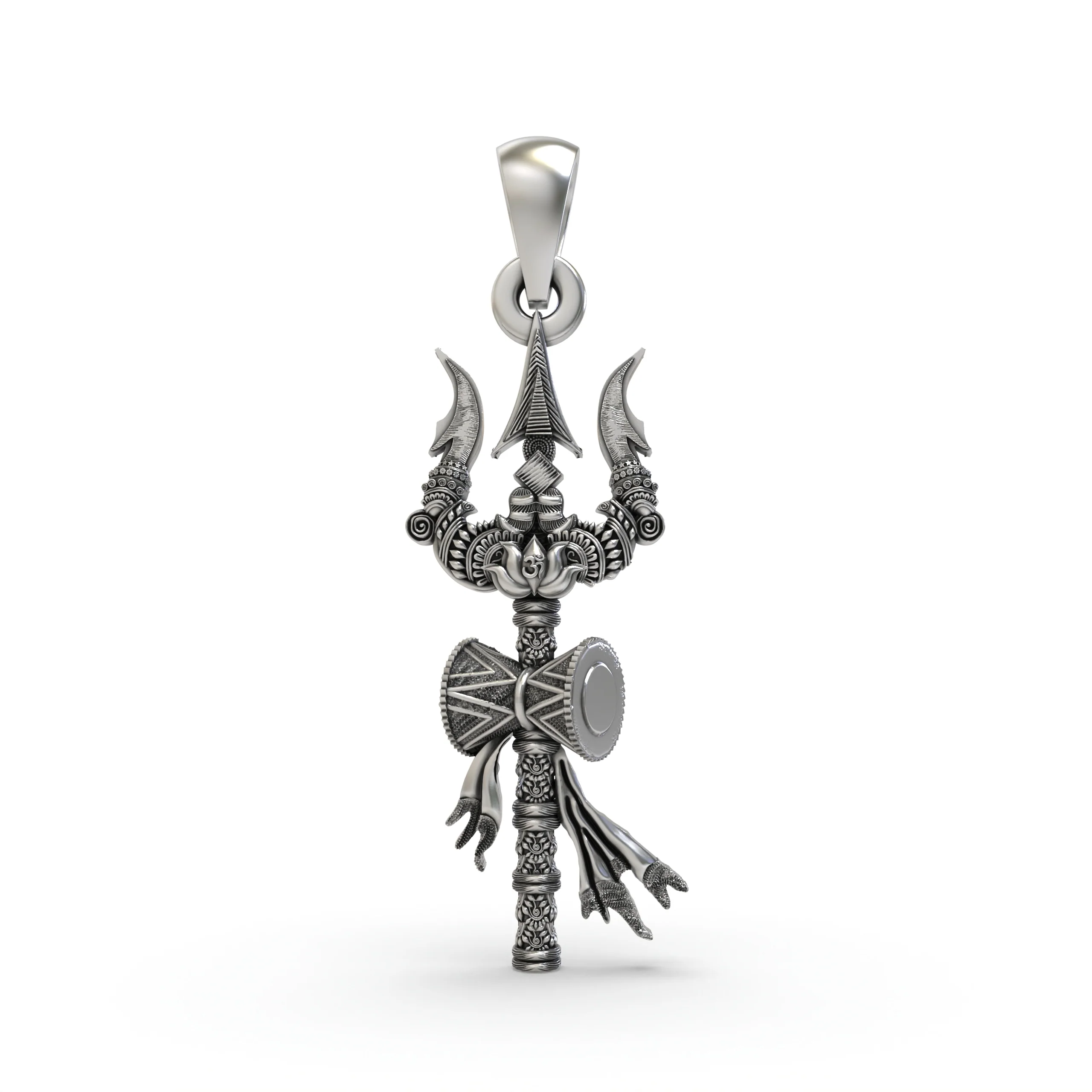 925 Silver Trishul Pendant – Lord Shiva Trident Necklace for Protection, Power & Devotion
