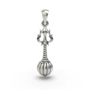 925 Sterling Silver Trishul Gada Pendant — Mahadev Spiritual Temple Jewellery