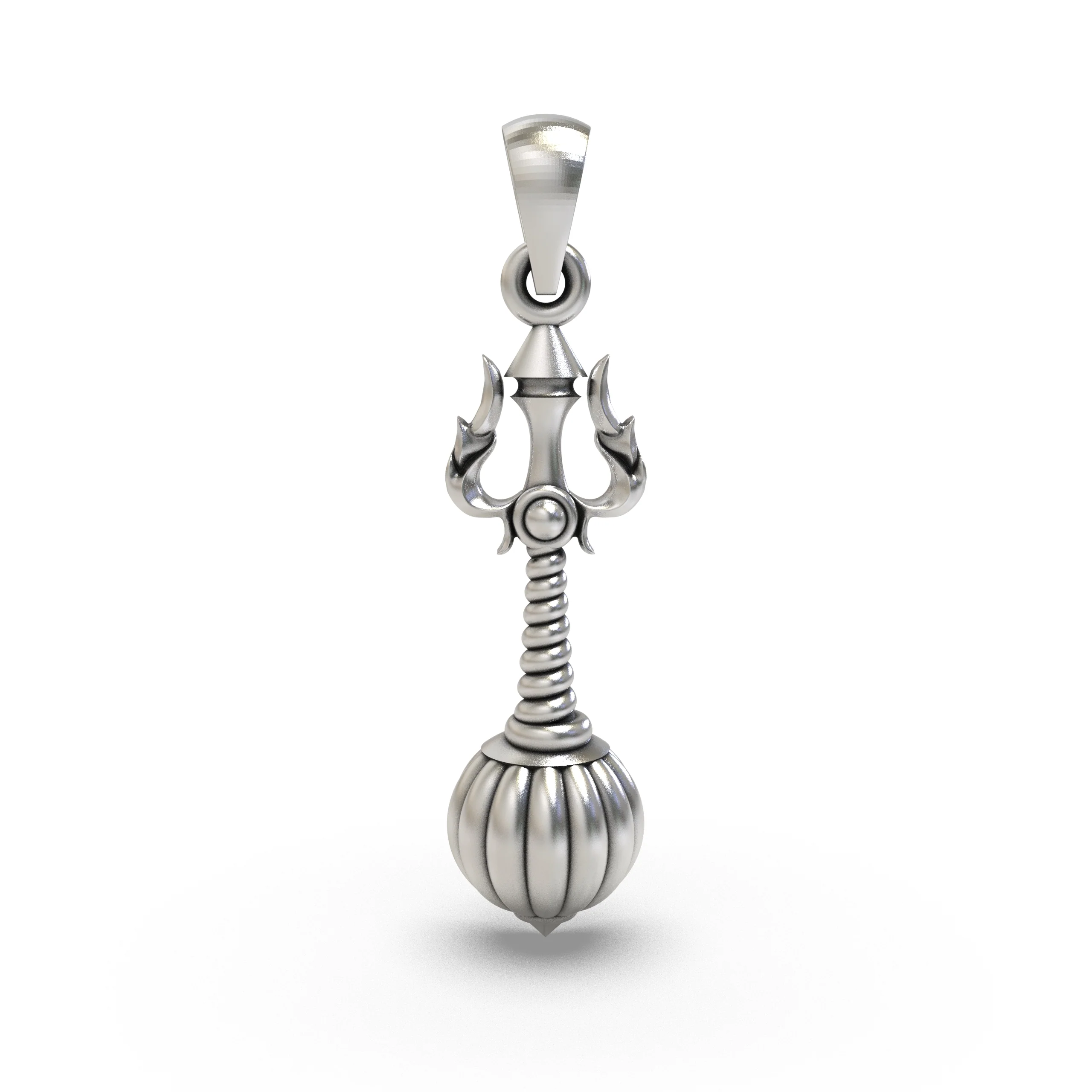 925 Sterling Silver Trishul Gada Pendant — Mahadev Spiritual Temple Jewellery