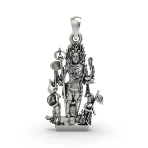 925 Silver Kaal Bhairav Pendant – Fierce Form of Shiva | Kalabhairava Protective Amulet for Tantra & Devotion