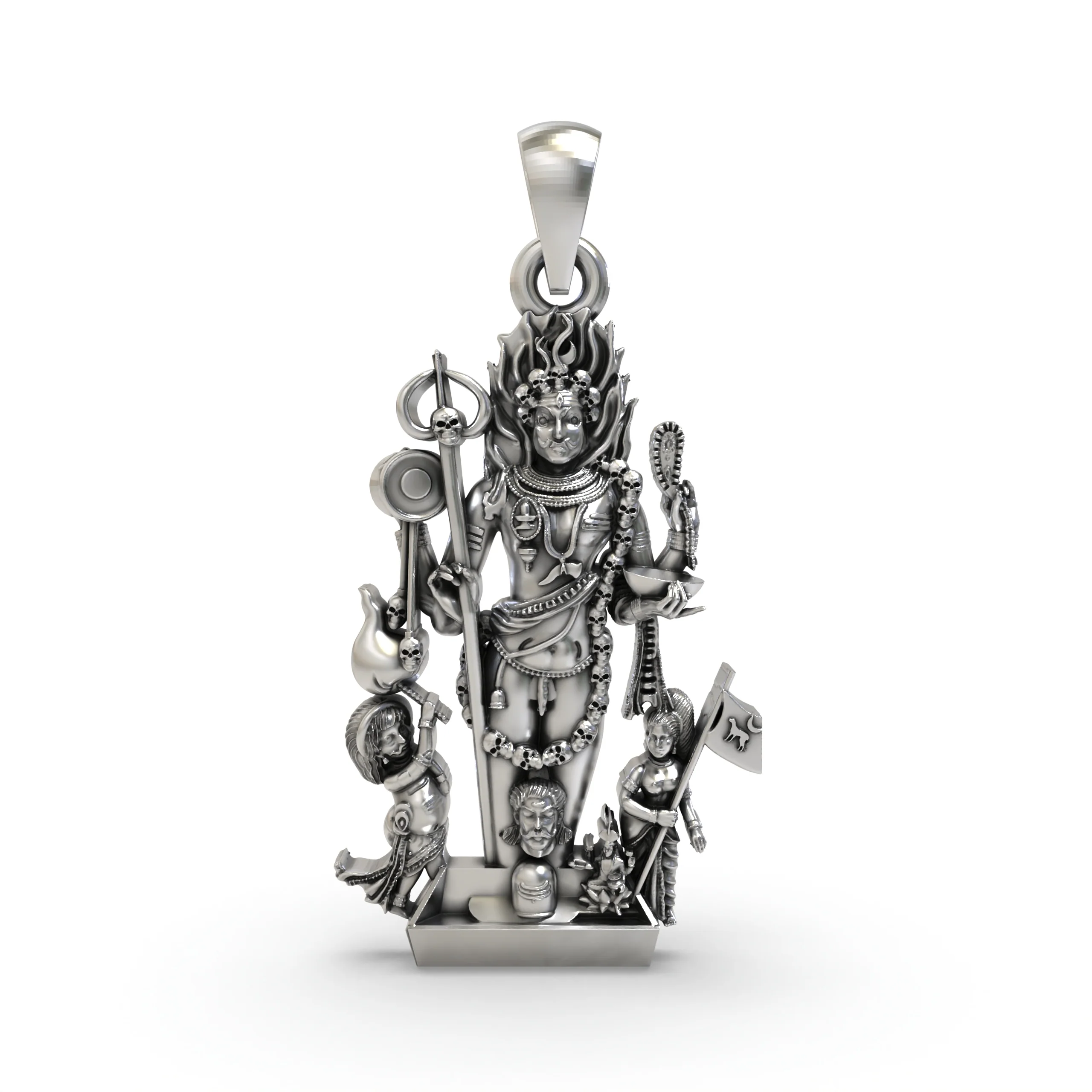 925 Silver Kaal Bhairav Pendant – Fierce Form of Shiva | Kalabhairava Protective Amulet for Tantra & Devotion