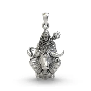 Shiva on Nandi 925 Silver Pendant | Oxidised Antique Finish