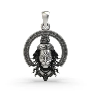 SILVER Hanumanji Face Pendant | Bajrangbali Locket for Protection & Strength | Hindu God Pendant for Men & Women