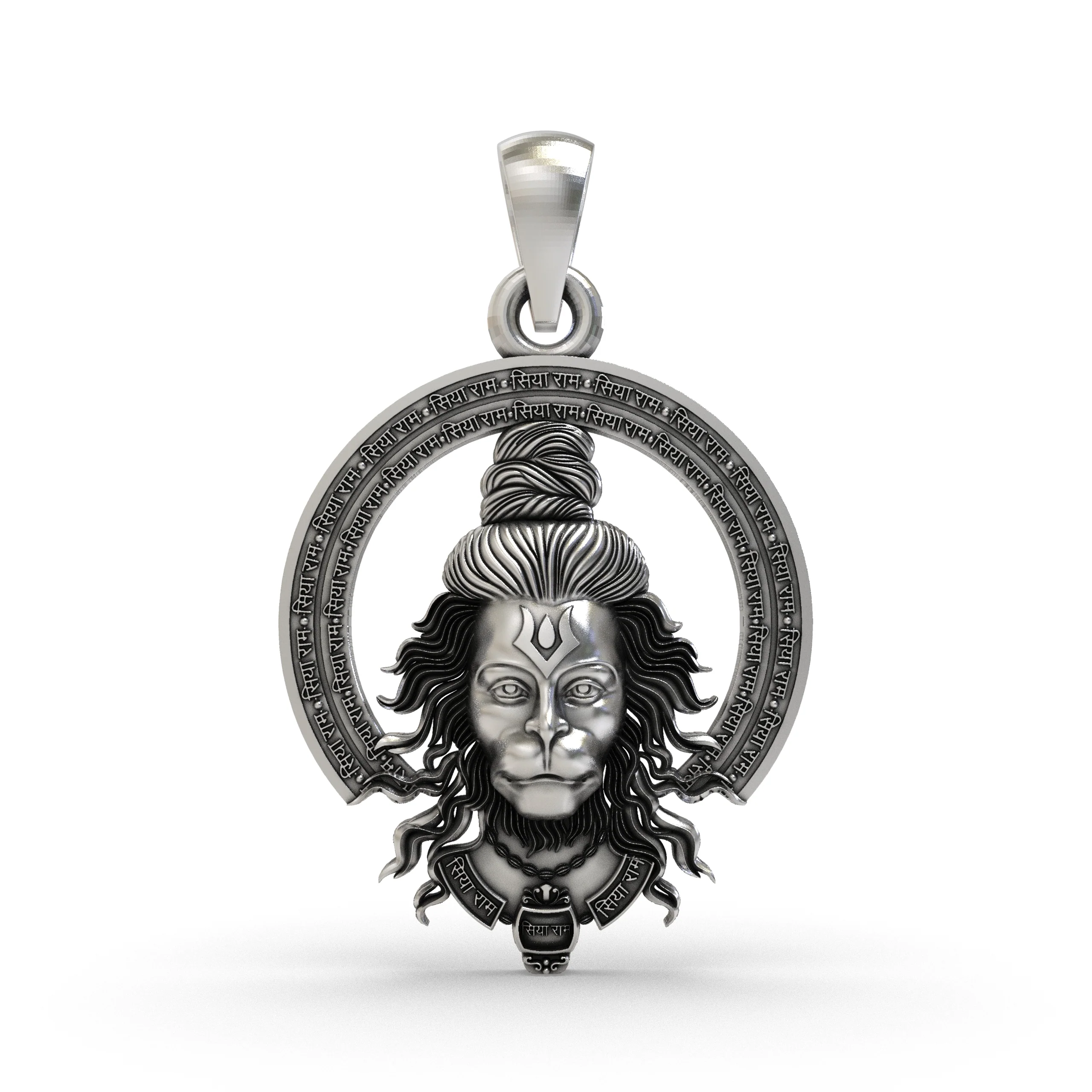 SILVER Hanumanji Face Pendant | Bajrangbali Locket for Protection & Strength | Hindu God Pendant for Men & Women