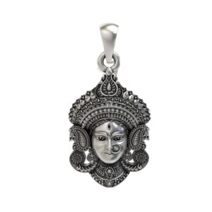 925 Sterling Silver Durga Maa Face Pendant