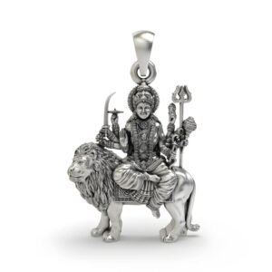 925 Silver Durga Maa Pendant | Sherawali Simhavahini Idol