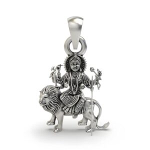 Durga Maa Sitting on Lion 925 Silver Pendant – Powerful Goddess Shakti Jewelry | Divine Protection Amulet for Devotees