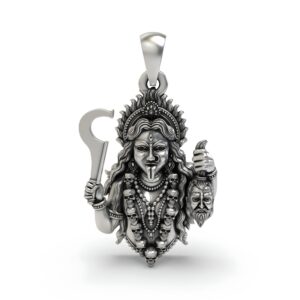 925 Silver Kali Maa Pendant | Fierce Goddess Kali Necklace | Handmade Hindu Spiritual Jewelry | Powerful Protection Amulet