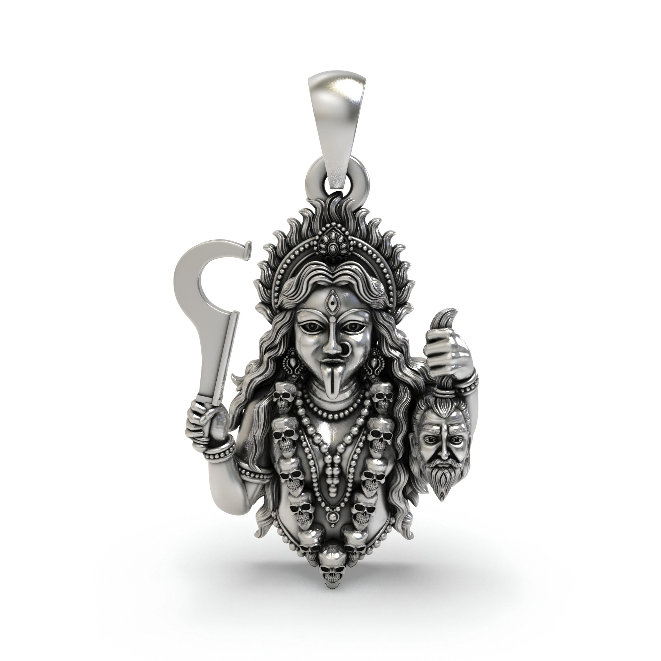 925 Silver Kali Maa Pendant | Fierce Goddess Kali Necklace | Handmade Hindu Spiritual Jewelry | Powerful Protection Amulet