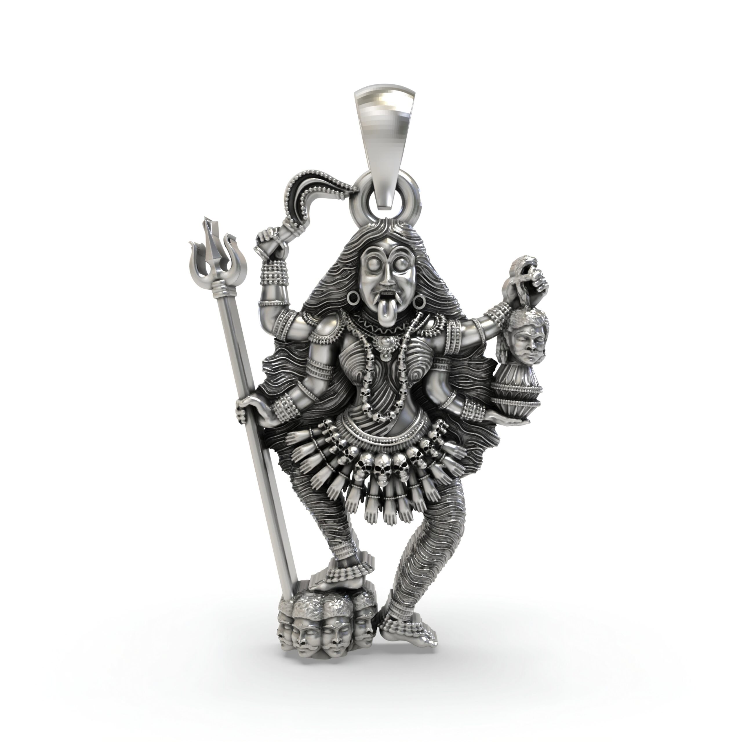 925 Silver Kalimaa Pendant | Oxidised Silver Hindu Goddess Jewelry | Divine Protection & Spiritual Blessings Necklace